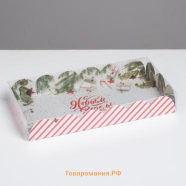 Коробка для кондитерских изделий с PVC крышкой «С Новым годом!», 10.5 х 21 х 3 см, Новый год