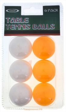 Набор мячей для настольного тенниса ONLYTOP, d=40 мм, 6 шт., цвет белый