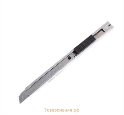 Нож канцелярский, лезвие 9 мм, с металлической направляющей, фиксатор, блистер