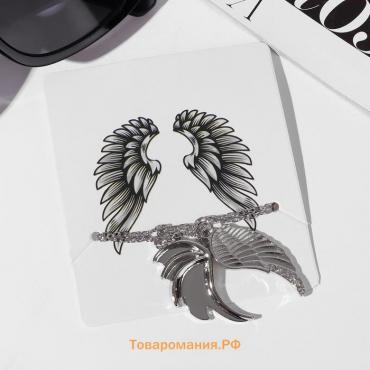 Кулоны «Неразлучники» два крыла, цвет серебро, 45 см