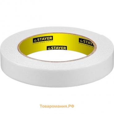 Лента клейкая STAYER Professional 12231-19-05, на вспененной основе, белая, 19мм х 5м