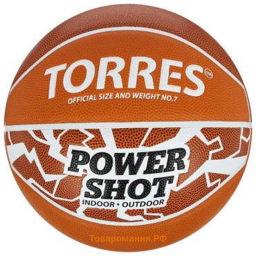 Мяч баскетбольный TORRES Power Shot, B32087, резина, клееный, 8 панелей, р. 7