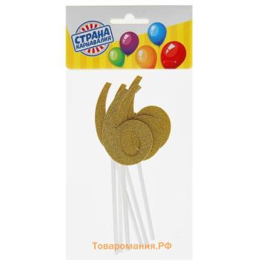 Топпер для торта «Цифра 6», набор 6шт., МИКС