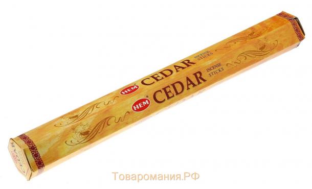 Благовония HEM "Cedar Кедр", 20 палочек в упаковке, шестигранник