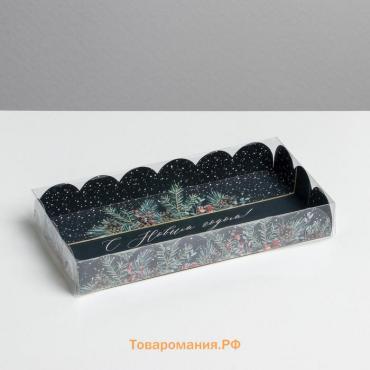 Коробка для кондитерских изделий с PVC крышкой «Снежок», 10.5 х 21 х 3 см, Новый год
