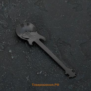 Ложка десертная из нержавеющей стали Magistro «Гитара», длина 12 см, чёрная