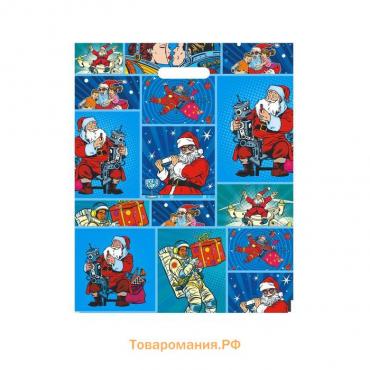 Пакет "Улетный Новый Год", полиэтиленовый с вырубной ручкой, 38х47 см.