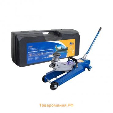 Домкрат подкатной KRAFT KT 820011, низкопрофильный, резиновая опора, кейс, h=80-360 мм, 2 т