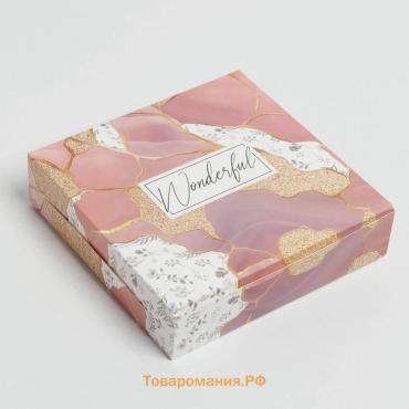 Кондитерская упаковка, коробка «Wonderful», 14 х 14 х 3,5 см