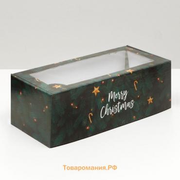 Коробка самосборная, с окном, "Счастливого Рождества", 16 х 35 х 12 см, 1 шт.