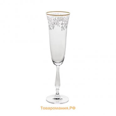 Набор бокалов для шампанского Fregata, декор «Панто, затирка платина, отводка платина», 190 мл x 6 шт.