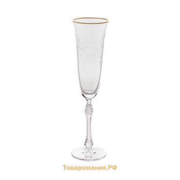 Набор бокалов для шампанского Parus, декор «Панто, отводка золото», 190 мл x 6 шт.