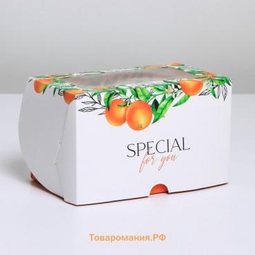 Кондитерская упаковка коробка двухсторонняя «Апельсины», 16 х 10 х 10 см