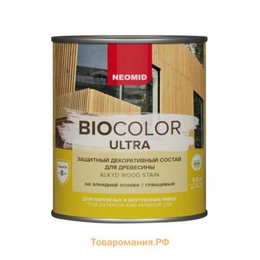 Защитный декоративный состав для древесины NEOMID BioColor ULTRA тик глянцевый 0,9л