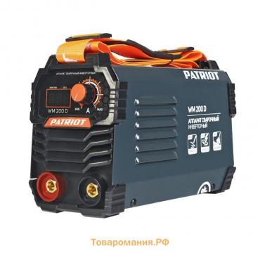 Аппарат сварочный инверторный Patriot WM200D, 220 В, 9.1 кВт, 20-200 А, электроды 1.6-5 мм