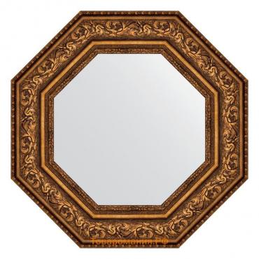 Зеркало в багетной раме, виньетка состаренная бронза 109 мм, 60,6х60,6 см