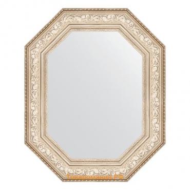 Зеркало в багетной раме, виньетка серебро 109 мм, 70x90 см