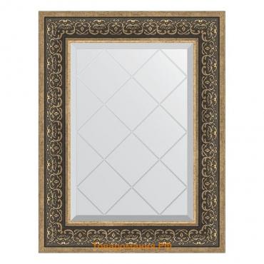 Зеркало с гравировкой в багетной раме, вензель серебряный 101 мм, 59x76 см