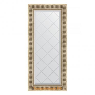 Зеркало с гравировкой в багетной раме, серебряный акведук 93 мм, 57x127 см