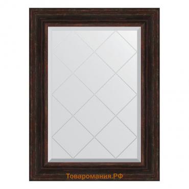 Зеркало с гравировкой в багетной раме, темный прованс 99 мм, 69x91 см