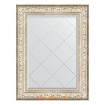 Зеркало с гравировкой в багетной раме, виньетка серебро 109 мм, 70x93 см