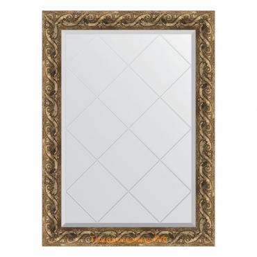 Зеркало с гравировкой в багетной раме, фреска 84 мм, 76x103 см