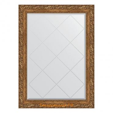 Зеркало с гравировкой в багетной раме, виньетка бронзовая 85 мм, 75x102 см