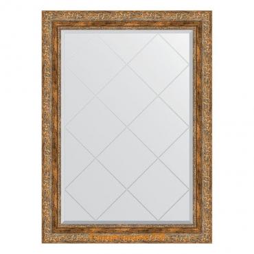 Зеркало с гравировкой в багетной раме, виньетка античная бронза 85 мм, 75x102 см