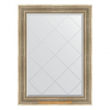 Зеркало с гравировкой в багетной раме, серебряный акведук 93 мм, 77x105 см