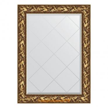 Зеркало с гравировкой в багетной раме, византия золото 99 мм, 79x106 см