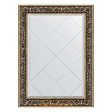 Зеркало с гравировкой в багетной раме, вензель серебряный 101 мм, 79x106 см