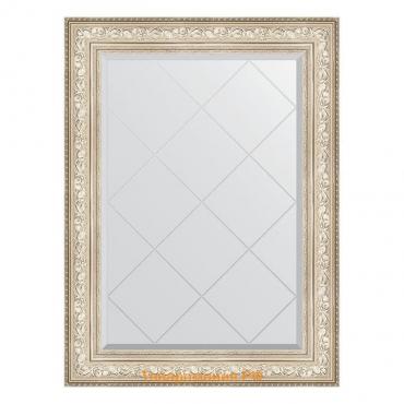 Зеркало с гравировкой в багетной раме, виньетка серебро 109 мм, 80x108 см