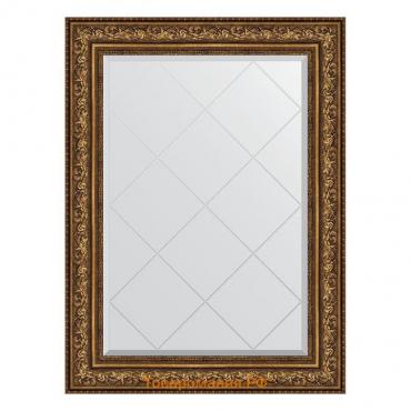Зеркало с гравировкой в багетной раме, виньетка состаренная бронза 109 мм, 80x108 см