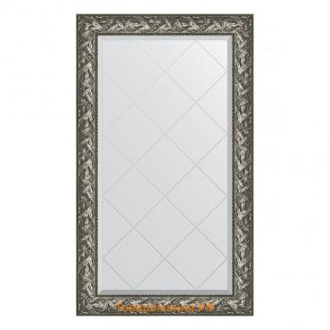 Зеркало с гравировкой в багетной раме, византия серебро 99 мм, 79x133 см