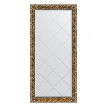 Зеркало с гравировкой в багетной раме, фреска 84 мм, 76x158 см