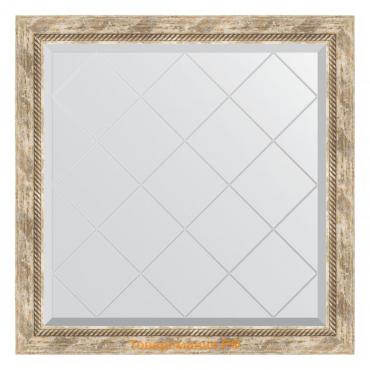 Зеркало с гравировкой в багетной раме, прованс с плетением 70 мм, 83x83 см