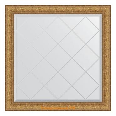Зеркало с гравировкой в багетной раме, медный эльдорадо 73 мм, 84x84 см