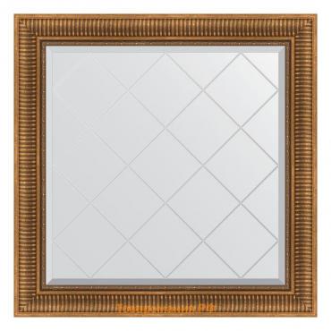 Зеркало с гравировкой в багетной раме, бронзовый акведук 93 мм, 87x87 см