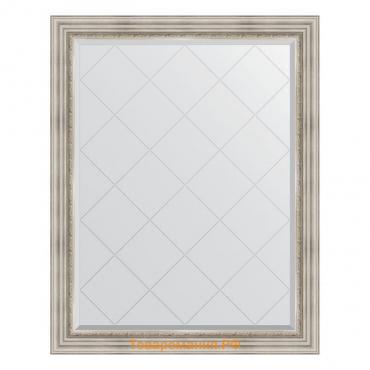 Зеркало с гравировкой в багетной раме, римское серебро 88 мм, 96x121 см