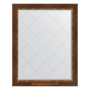 Зеркало с гравировкой в багетной раме, римская бронза 88 мм, 96x121 см