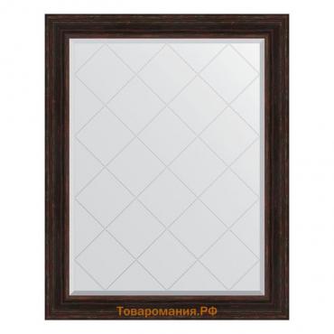 Зеркало с гравировкой в багетной раме, темный прованс 99 мм, 99x124 см