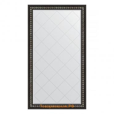 Зеркало с гравировкой в багетной раме, черный ардеко 81 мм, 95x169 см