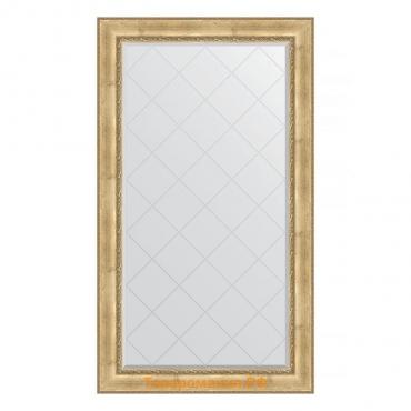 Зеркало с гравировкой в багетной раме, состаренное серебро с орнаментом 120 мм, 102x177 см
