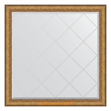 Зеркало с гравировкой в багетной раме, медный эльдорадо 73 мм, 104x104 см