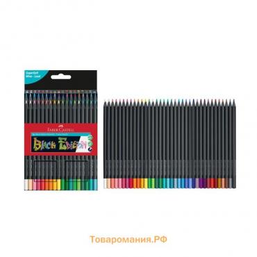 Карандаши цветные Faber-Castell Black Edition 36 цветов, cверхмягкий грифель, трехгранные, чёрное дерево, в картонной коробке, 116436