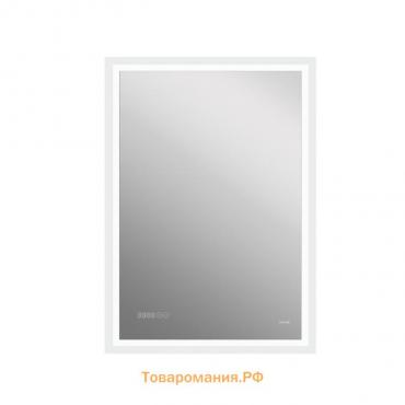 Зеркало Cersanit LED 080 design pro 60x85 см, с подсветкой, часы, с антизапотеванием, прямоугольное