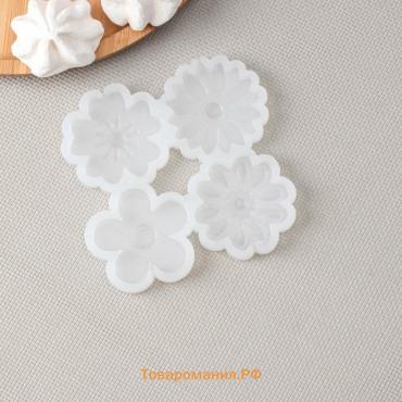 Силиконовый молд для леденцов и шоколада «Цветы», 5 см цветок, цвет прозрачный