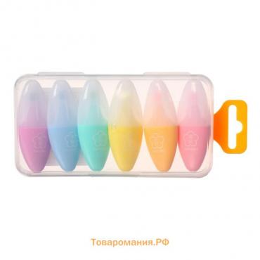 Набор маркеров текстовыделителей 6 цветов, в пластиковом пенале "Капельки - мини"