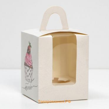 Коробка для капкейков, кондитерская упаковка, 1 ячейка «Тебе», 9 х 9 х 11 см