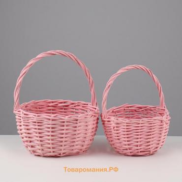 Набор корзин плетеных, ива, 24x13/26 см, 18x11/23 см, 2 шт, розовый